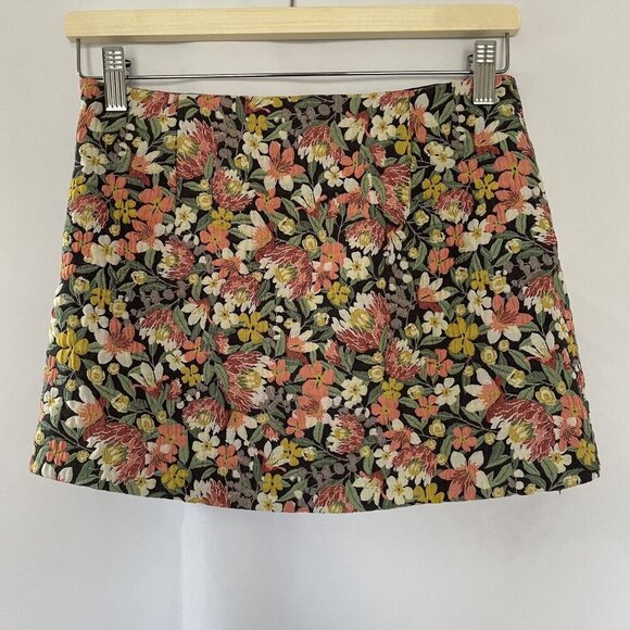 Womens Floral Mini Skirt By Loft With Colorful Botanical Embroidery In Size 12 - Picture 7 of 7